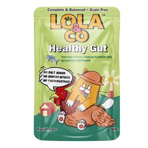 (โหล) 12x80ก. Lola&Co เพาซ์แมว สูตรHealthy Gut
