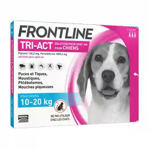 Frontline TRI-ACT ยากำจัดเห็บหมัดสุนัข ชนิดหยด 10-20กก.
