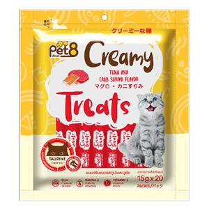 Pet8 Creamy แมวเลีย รสทูน่าปูอัด