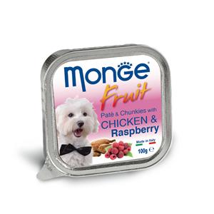 Monge ถาดสุนัข รสไก่และราสเบอรี่ 100ก.