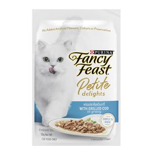 (โหล) 12x50ก. Fancy Feast Delight เพาซ์แมว ปลาค๊อตเกรวี่