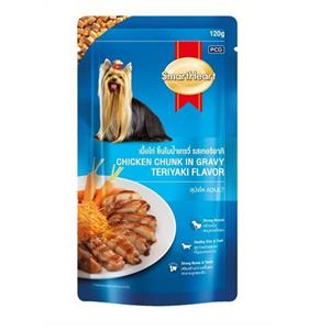 (โหล) 12x120ก. SmartHeart เพาซ์สุนัข รสไก่ชิ้นเกรวี่เทอริยากิ