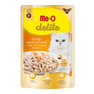 Me-o Delite เพาซ์แมว รสทูน่ากุ้งเกรวี่