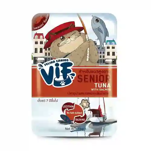 8850511721718 Vif เพาซ์แมว สูตร7+ รสทูน่าแซลมอนเกรวี่ Vif -ทูน่าแซลมอนเกรวี่7+75g. 75 g. เฟลิน่า,วิฟ,felina,เพาซ์แมว,เพาซ์,เพาช์,pounch,อาหารเปียก,ซอง,แมว,เพา,เพาช์แมว,เพาแมว,เพ้า,เพ้า,เกรวี่,gravy