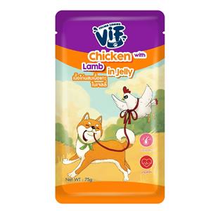 (โหล) 12x75ก. Vif เพาซ์สุนัข รสไก่และแกะเยลลี่