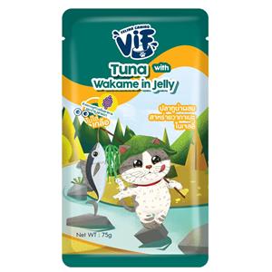 (โหล) 12x75ก. Vif เพาซ์แมว รสทูน่าสาหร่ายเจลลี่