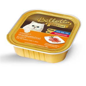 Bellotta ถาดแมว รสทุน่าและปูอัด 80ก.