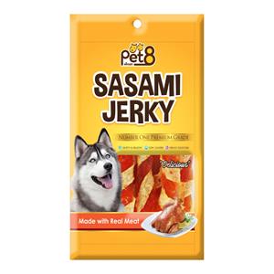 Pet8 ขนมสุนัข ปลาแผ่นพันสันในไก่ JJ06 50ก.