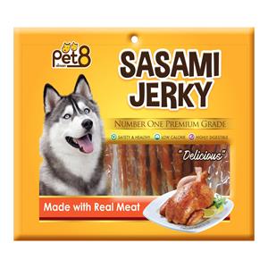 Pet8 ขนมสุนัข ไก่พันแท่งหนังเกลียว JJ407 400ก.