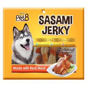 Pet8 ขนมสุนัข ไก่พันปลาแผ่นพับครึ่ง JJ502 150ก.