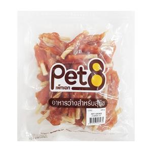 Pet8 ขนมสุนัข ไก่เสียบแท่งเกลียว 2.5นิ้ว JJA46 450ก.