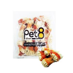Pet8 ขนมสุนัข ไก่พันปลาเส้น JJA51 350ก.