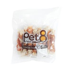 Pet8 ขนมสุนัข ไก่พันปลาเส้น JJA57 350ก.