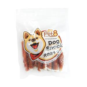 Pet8 ขนมสุนัข สันในไก่ครันชี่จ้มโบ้ 5นิ้ว JJA19 180ก.