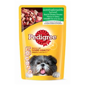 Pedigree เพาซ์สุนัข รสวัวไก่ชิ้น 130ก.
