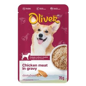 (โหล) 12x70ก. Oliver เพาซ์สุนัข รสไก่เยลลี่