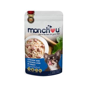 Monchou เพาซ์สุนัข รสไก่ตับเกรวี่ 70ก.