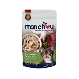 Monchou เพาซ์สุนัข รสไก่ทูน่าเจลลี่ 70ก.