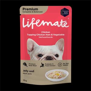 (โหล) 12x70ก. Lifemate เพาซ์สุนัข รสแฮมไก่ผักเยลลี่