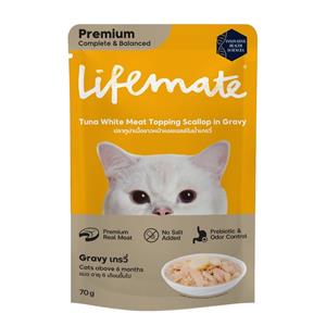 (โหล) 12x70ก. Lifemate เพาซ์แมว รสทูน่าขาวหอยเกรวี่
