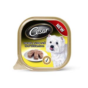 Cesar ซีซ่า ถาดสุนัข รสไก่และตับบด 100ก.